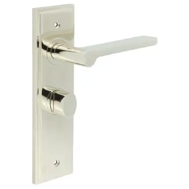 Click Here To Enlarge This Photo Of BUR-15PN-453PN-81PN Frelan Hardware Burlington 'Fitzrovia' Door Handles on 57mm Bathroom Backplate with Polished Nickel Turn & Release &lpar;Inner 3&rpar;