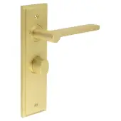 BUR-15SB-453SB-81SB Frelan Hardware Burlington 'Fitzrovia' Door Handles on 57mm Bathroom Backplate with Satin Brass Turn & Release &lpar;Inner 3&rpar;