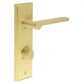 BUR-15SB-456SB-81SB Frelan Hardware Burlington 'Fitzrovia' Door Handles on 78mm DIN Bathroom Backplate with Satin Brass Turn & Release &lpar;Inner 3&rpar;