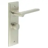 BUR-15SN-453SN-81SN Frelan Hardware Burlington 'Fitzrovia' Door Handles on 57mm Bathroom Backplate with Satin Nickel Turn & Release &lpar;Inner 3&rpar;