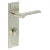 BUR-15SN-456SN-81SN Frelan Hardware Burlington 'Fitzrovia' Door Handles on 78mm DIN Bathroom Backplate with Satin Nickel Turn & Release &lpar;Inner 3&rpar;