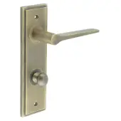 BUR-20AB-456AB-80AB Frelan Hardware Burlington 'Knightsbridge' Door Handles on 78mm DIN Bathroom Backplate with Antique Brass Turn & Release &lpar;Inner 1&rpar;