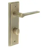 BUR-20AB-456AB-81AB Frelan Hardware Burlington 'Knightsbridge' Door Handles on 78mm DIN Bathroom Backplate with Antique Brass Turn & Release &lpar;Inner 3&rpar;