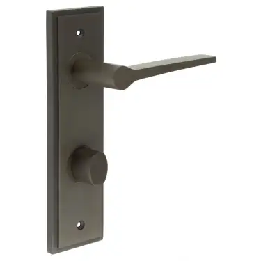 Click Here To Enlarge This Photo Of BUR-20DB-456DB-81DB Frelan Hardware Burlington 'Knightsbridge' Door Handles on 78mm DIN Bathroom Backplate with Dark Bronze Turn & Release &lpar;Inner 3&rpar;