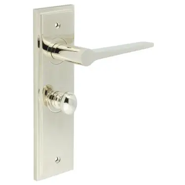 Click Here To Enlarge This Photo Of BUR-20PN-453PN-80PN Frelan Hardware Burlington 'Knightsbridge' Door Handles on 57mm Bathroom Backplate with Polished Nickel Turn & Release &lpar;Inner 1&rpar;