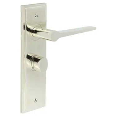 Click Here To Enlarge This Photo Of BUR-20PN-453PN-81PN Frelan Hardware Burlington 'Knightsbridge' Door Handles on 57mm Bathroom Backplate with Polished Nickel Turn & Release &lpar;Inner 3&rpar;