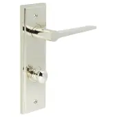 BUR-20PN-456PN-80PN Frelan Hardware Burlington 'Knightsbridge' Door Handles on 78mm DIN Bathroom Backplate with Polished Nickel Turn & Release &lpar;Inner 1&rpar;