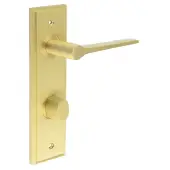 BUR-20SB-456SB-81SB Frelan Hardware Burlington 'Knightsbridge' Door Handles on 78mm DIN Bathroom Backplate with Satin Brass Turn & Release &lpar;Inner 3&rpar;