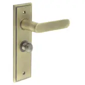 BUR-25AB-453AB-80AB Frelan Hardware Burlington 'Kensington' Door Handles on 57mm Bathroom Backplate with Antique Brass Turn & Release &lpar;Inner 1&rpar;