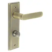 BUR-25AB-456AB-80AB Frelan Hardware Burlington 'Kensington' Door Handles on 78mm DIN Bathroom Backplate with Antique Brass Turn & Release &lpar;Inner 1&rpar;