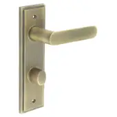 BUR-25AB-456AB-81AB Frelan Hardware Burlington 'Kensington' Door Handles on 78mm DIN Bathroom Backplate with Antique Brass Turn & Release &lpar;Inner 3&rpar;