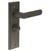 BUR-25DB-453DB-80DB Frelan Hardware Burlington 'Kensington' Door Handles on 57mm Bathroom Backplate with Dark Bronze Turn & Release &lpar;Inner 1&rpar;
