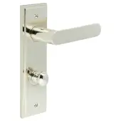 BUR-25PN-456PN-80PN Frelan Hardware Burlington 'Kensington' Door Handles on 78mm DIN Bathroom Backplate with Polished Nickel Turn & Release &lpar;Inner 1&rpar;