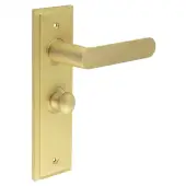 BUR-25SB-453SB-80SB Frelan Hardware Burlington 'Kensington' Door Handles on 57mm Bathroom Backplate with Satin Brass Turn & Release &lpar;Inner 1&rpar;