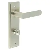 BUR-25SN-456SN-80SN Frelan Hardware Burlington 'Kensington' Door Handles on 78mm DIN Bathroom Backplate with Satin Nickel Turn & Release &lpar;Inner 1&rpar;