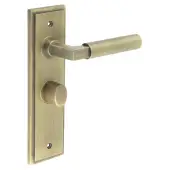 BUR-30AB-453AB-81AB Frelan Hardware Burlington 'Westminster' Door Handles on 57mm Bathroom Backplate with Antique Brass Turn & Release &lpar;Inner 3&rpar;