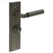 BUR-30DB-453DB-80DB Frelan Hardware Burlington 'Westminster' Door Handles on 57mm Bathroom Backplate with Dark Bronze Turn & Release &lpar;Inner 1&rpar;