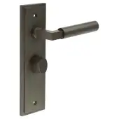 BUR-30DB-453DB-81DB Frelan Hardware Burlington 'Westminster' Door Handles on 57mm Bathroom Backplate with Dark Bronze Turn & Release &lpar;Inner 3&rpar;