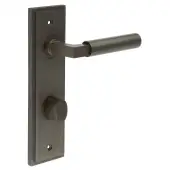 BUR-30DB-456DB-81DB Frelan Hardware Burlington 'Westminster' Door Handles on 78mm DIN Bathroom Backplate with Dark Bronze Turn & Release &lpar;Inner 3&rpar;