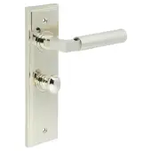 BUR-30PN-453PN-80PN Frelan Hardware Burlington 'Westminster' Door Handles on 57mm Bathroom Backplate with Polished Nickel Turn & Release &lpar;Inner 1&rpar;