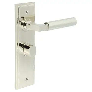 Click Here To Enlarge This Photo Of BUR-30PN-453PN-81PN Frelan Hardware Burlington 'Westminster' Door Handles on 57mm Bathroom Backplate with Polished Nickel Turn & Release &lpar;Inner 3&rpar;