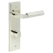 BUR-30PN-456PN-81PN Frelan Hardware Burlington 'Westminster' Door Handles on 78mm DIN Bathroom Backplate with Polished Nickel Turn & Release &lpar;Inner 3&rpar;