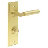 BUR-30SB-456SB-80SB Frelan Hardware Burlington 'Westminster' Door Handles on 78mm DIN Bathroom Backplate with Satin Brass Turn & Release &lpar;Inner 1&rpar;