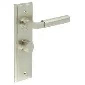 BUR-30SN-453SN-81SN Frelan Hardware Burlington 'Westminster' Door Handles on 57mm Bathroom Backplate with Satin Nickel Turn & Release &lpar;Inner 3&rpar;