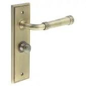 BUR-35AB-453AB-80AB Frelan Hardware Burlington 'Highgate' Door Handles on 57mm Bathroom Backplate with Antique Brass Turn & Release &lpar;Inner 1&rpar;
