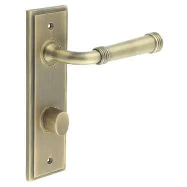 Click Here To Enlarge This Photo Of BUR-35AB-456AB-81AB Frelan Hardware Burlington 'Highgate' Door Handles on 78mm DIN Bathroom Backplate with Antique Brass Turn & Release &lpar;Inner 3&rpar;
