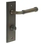 BUR-35DB-456DB-80DB Frelan Hardware Burlington 'Highgate' Door Handles on 78mm DIN Bathroom Backplate with Dark Bronze Turn & Release &lpar;Inner 1&rpar;