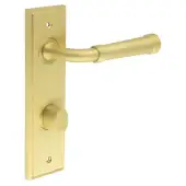 BUR-35SB-456SB-81SB Frelan Hardware Burlington 'Highgate' Door Handles on 78mm DIN Bathroom Backplate with Satin Brass Turn & Release &lpar;Inner 3&rpar;