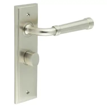 Click Here To Enlarge This Photo Of BUR-35SN-453SN-81SN Frelan Hardware Burlington 'Highgate' Door Handles on 57mm Bathroom Backplate with Satin Nickel Turn & Release &lpar;Inner 3&rpar;