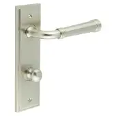 BUR-35SN-456SN-80SN Frelan Hardware Burlington 'Highgate' Door Handles on 78mm DIN Bathroom Backplate with Satin Nickel Turn & Release &lpar;Inner 1&rpar;
