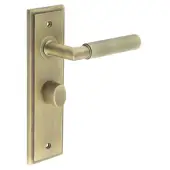 BUR-40AB-453AB-81AB Frelan Hardware Burlington 'Piccadilly' Door Handles on 57mm Bathroom Backplate with Antique Brass Turn & Release &lpar;Inner 3&rpar;