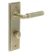 BUR-40AB-456AB-81AB Frelan Hardware Burlington 'Piccadilly' Door Handles on 78mm DIN Bathroom Backplate with Antique Brass Turn & Release &lpar;Inner 3&rpar;