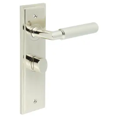Click Here To Enlarge This Photo Of BUR-40PN-453PN-81PN Frelan Hardware Burlington 'Piccadilly' Door Handles on 57mm Bathroom Backplate with Polished Nickel Turn & Release &lpar;Inner 3&rpar;