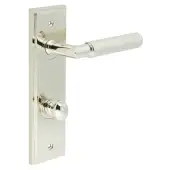 BUR-40PN-456PN-80PN Frelan Hardware Burlington 'Piccadilly' Door Handles Bathroom 78mm DIN Backplate with Polished Nickel Turn & Release &lpar;Inner 1&rpar;