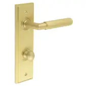 BUR-40SB-456SB-80SB Frelan Hardware Burlington 'Piccadilly' Door Handles Bathroom 78mm DIN Backplate with Satin Brass Turn & Release &lpar;Inner 1&rpar;
