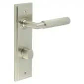 BUR-40SN-456SN-81SN Frelan Hardware Burlington 'Piccadilly' Door Handles on 78mm DIN Bathroom Backplate with Satin Nickel Turn & Release &lpar;Inner 3&rpar;