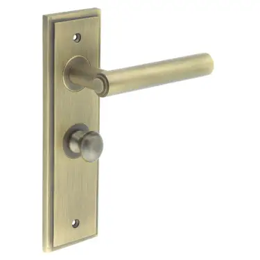 Click Here To Enlarge This Photo Of BUR-45AB-453AB-80AB Frelan Hardware Burlington 'Richmond' Door Handles on 57mm Bathroom Backplate with Antique Brass Turn & Release &lpar;Inner 1&rpar;