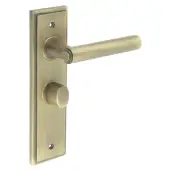 BUR-45AB-453AB-81AB Frelan Hardware Burlington 'Richmond' Door Handles on 57mm Bathroom Backplate with Antique Brass Turn & Release &lpar;Inner 3&rpar;