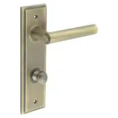 BUR-45AB-456AB-80AB Frelan Hardware Burlington 'Richmond' Door Handles on 78mm DIN Bathroom Backplate with Antique Brass Turn & Release &lpar;Inner 1&rpar;
