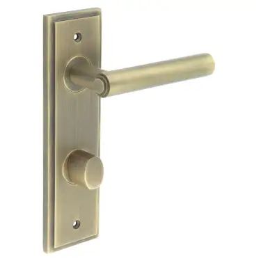 Click Here To Enlarge This Photo Of BUR-45AB-456AB-81AB Frelan Hardware Burlington 'Richmond' Door Handles on 78mm DIN Bathroom Backplate with Antique Brass Turn & Release &lpar;Inner 3&rpar;