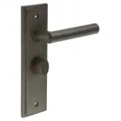 BUR-45DB-453DB-81DB Frelan Hardware Burlington 'Richmond' Door Handles on 57mm Bathroom Backplate with Dark Bronze Turn & Release &lpar;Inner 3&rpar;