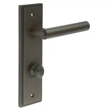 Click Here To Enlarge This Photo Of BUR-45DB-456DB-80DB Frelan Hardware Burlington 'Richmond' Door Handles on 78mm DIN Bathroom Backplate with Dark Bronze Turn & Release &lpar;Inner 1&rpar;
