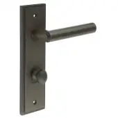 BUR-45DB-456DB-80DB Frelan Hardware Burlington 'Richmond' Door Handles on 78mm DIN Bathroom Backplate with Dark Bronze Turn & Release &lpar;Inner 1&rpar;