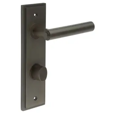 Click Here To Enlarge This Photo Of BUR-45DB-456DB-81DB Frelan Hardware Burlington 'Richmond' Door Handles on 78mm DIN Bathroom Backplate with Dark Bronze Turn & Release &lpar;Inner 3&rpar;