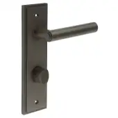BUR-45DB-456DB-81DB Frelan Hardware Burlington 'Richmond' Door Handles on 78mm DIN Bathroom Backplate with Dark Bronze Turn & Release &lpar;Inner 3&rpar;