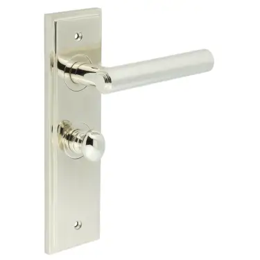 Click Here To Enlarge This Photo Of BUR-45PN-453PN-80PN Frelan Hardware Burlington 'Richmond' Door Handles on 57mm Bathroom Backplate with Polished Nickel Turn & Release &lpar;Inner 1&rpar;